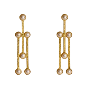 Golden Trinity Pearl Dangler Earrings