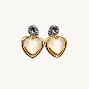 Athena White Heart Stud Earrings