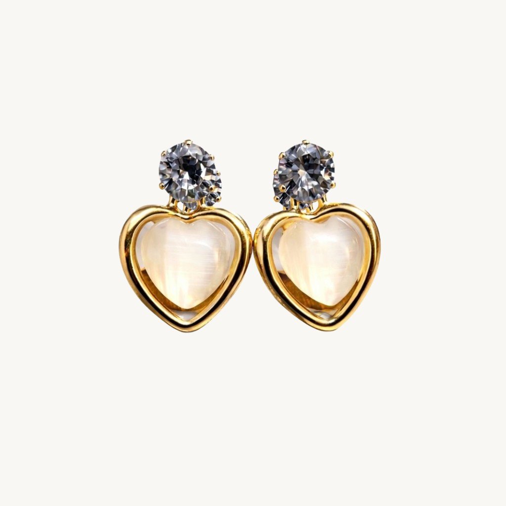 Athena White Heart Stud Earrings