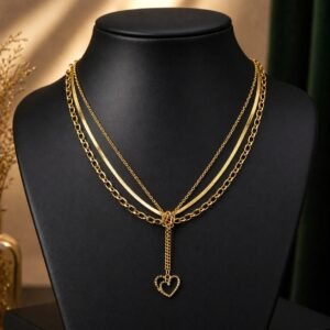 Trinity Cascade Heart Drop Layered Necklace