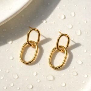 18kt Gold Plated Classic Double Dangler Loop Earrings