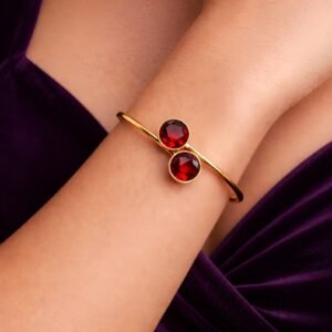 18kt Gold-Plated Ruby Duo Chime Cuff Bracelet