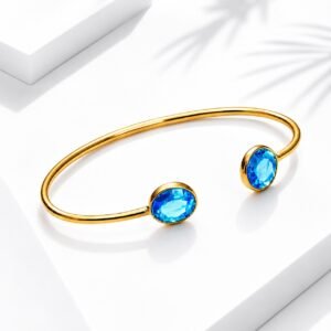 18kt Gold-Plated Aqua Horizon Duo Chime Cuff Bracelet