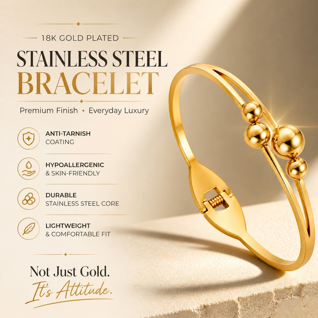 18kt Gold-Plated Celestia Orbit Bangle - Image 3