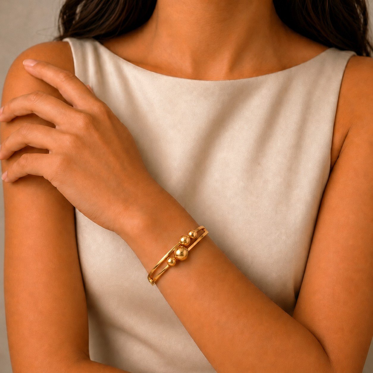 18kt Gold-Plated Celestia Orbit Bangle - Image 2