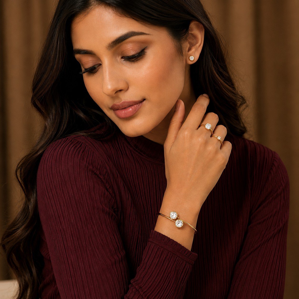 18kt Gold-Plated Diamond Bliss Duo Chime Cuff Bracelet - Image 2