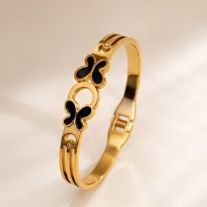 18kt Gold-Plated Midnight Clover Cuff